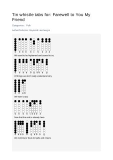 Farewell to You My Friend — tin whistle tab