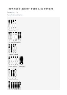 Feels Like Tonight — tin whistle tab