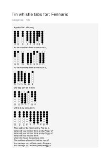 Fennario — tin whistle tab