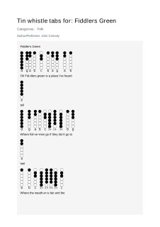 Fiddlers Green — tin whistle tab