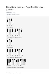 Fight for this Love (Chorus) — tin whistle tab