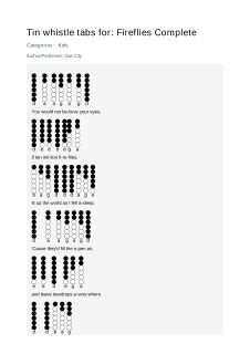 Fireflies Complete — tin whistle tab