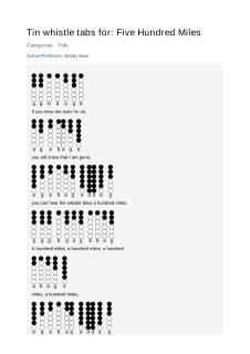 Five Hundred Miles — tin whistle tab
