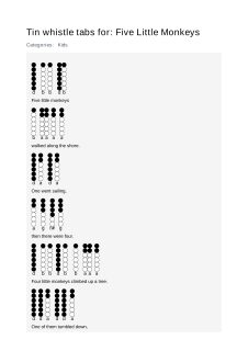 Five Little Monkeys — tin whistle tab