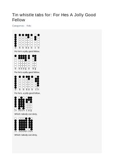 For Hes A Jolly Good Fellow — tin whistle tab