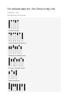 For Once In My Life — tin whistle tab