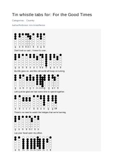 For the Good Times — tin whistle tab