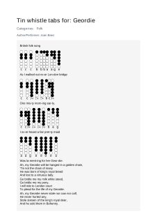 Geordie — tin whistle tab