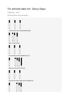 Glory Days — tin whistle tab