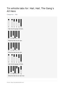 Hail,  Hail, The Gang’s All Here — tin whistle tab
