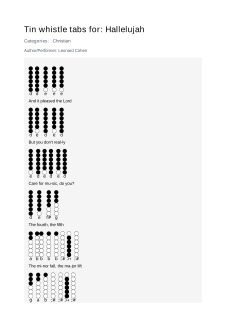 Hallelujah — tin whistle tab