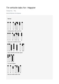 Happier — tin whistle tab