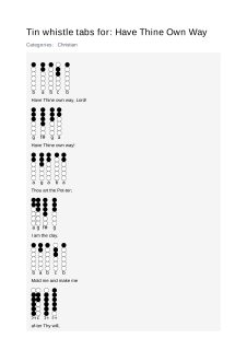 Have Thine Own Way — tin whistle tab
