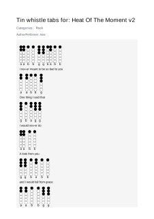 Heat Of The Moment v2 — tin whistle tab
