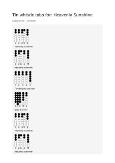 Heavenly Sunshine — tin whistle tab