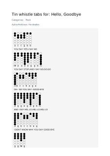 Hello, Goodbye — tin whistle tab