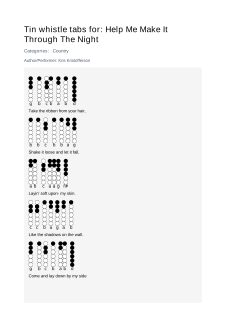 Help Me Make It  Through The Night — tin whistle tab