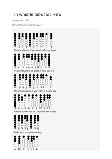 Hero — tin whistle tab