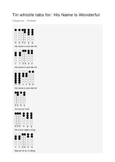 His Name Is Wonderful — tin whistle tab