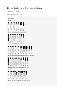 Holy Water — tin whistle tab