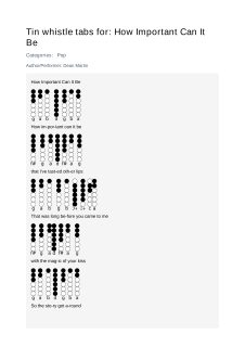 How Important Can It Be — tin whistle tab