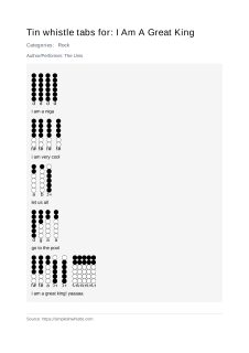 I Am A Great King — tin whistle tab