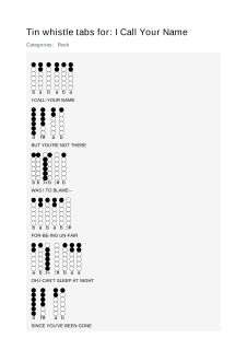 I Call Your Name — tin whistle tab