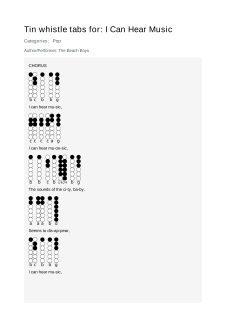 I Can Hear Music — tin whistle tab