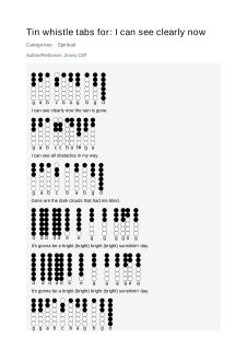 I can see clearly now — tin whistle tab