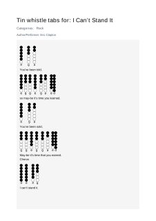 I Can’t Stand It — tin whistle tab