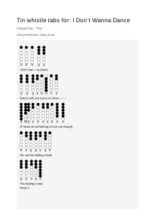 I Don’t Wanna Dance — tin whistle tab