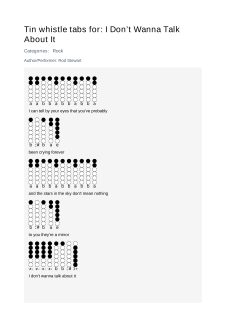 I Don’t Wanna Talk About It — tin whistle tab
