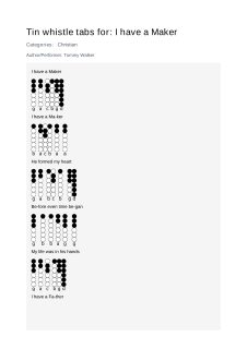 I have a Maker — tin whistle tab