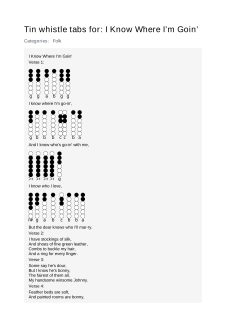I Know Where I’m Goin’ — tin whistle tab