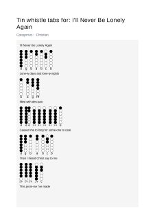 I’ll Never Be Lonely Again — tin whistle tab