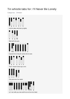 I’ll Never Be Lonely — tin whistle tab