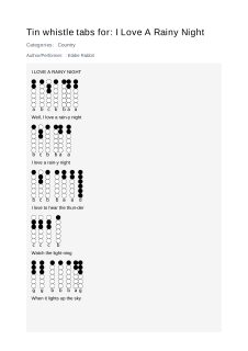I Love A Rainy Night — tin whistle tab