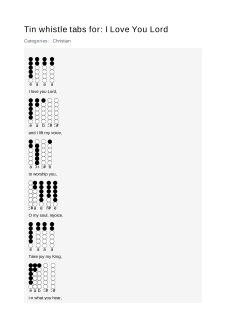 I Love You Lord — tin whistle tab