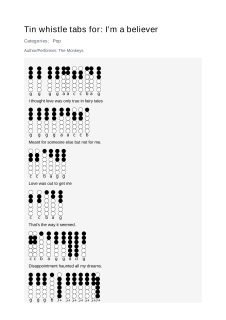 I’m a believer — tin whistle tab