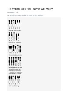 I Never Will Marry - Tin whistle tab