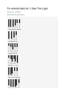 I Saw The Light — tin whistle tab
