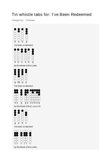 I’ve Been Redeemed — tin whistle tab