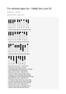 I Walk the Line V2 — tin whistle tab