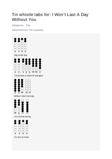 I Won’t Last A Day Without You — tin whistle tab