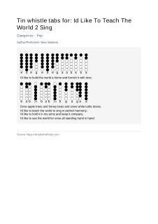 Id Like To Teach The World 2 Sing — tin whistle tab