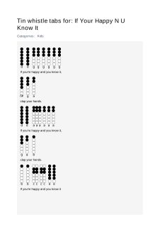 If Your Happy N U Know It — tin whistle tab