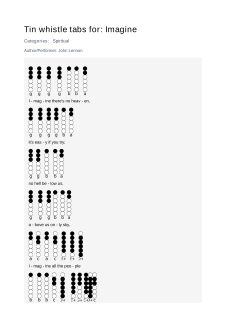 Imagine  — tin whistle tab