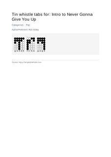 Intro to Never Gonna Give You Up — tin whistle tab