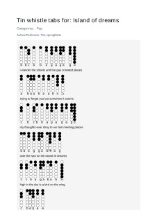 Island of dreams — tin whistle tab
