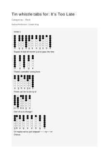 It’s Too Late — tin whistle tab